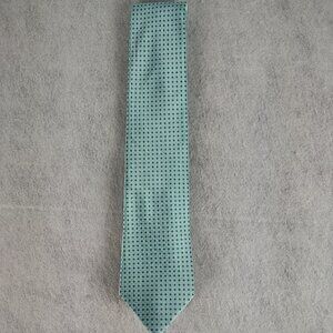 Izod Men's Very Light Blue, White, Blue Square Patterned 100% Silk Necktie